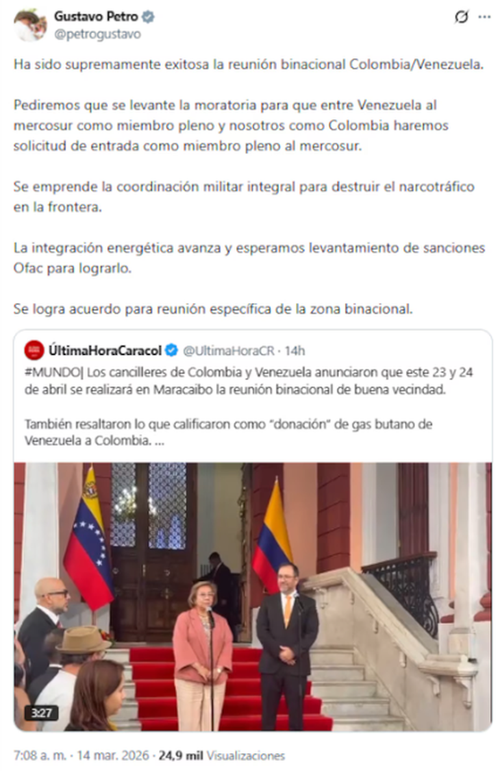El posteo de Gustavo Petro