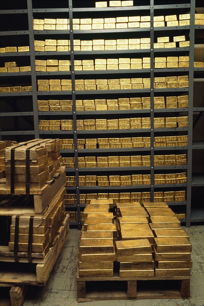 Lingotes de oro almacenados en la bóveda de un banco en Nueva York.